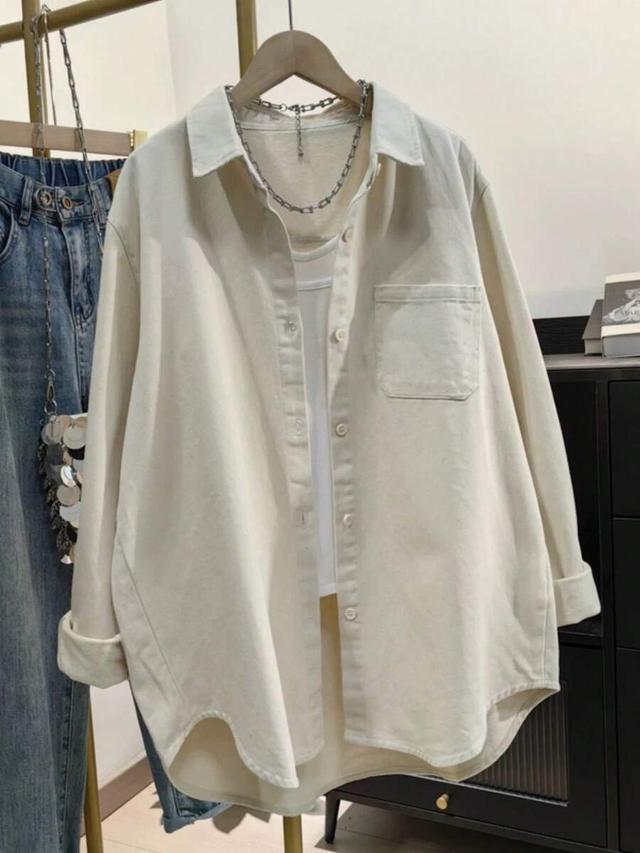 solid color button front casual shirt