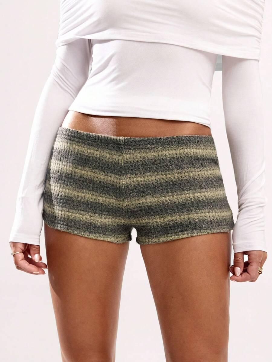 vintage color block striped knit mini shorts