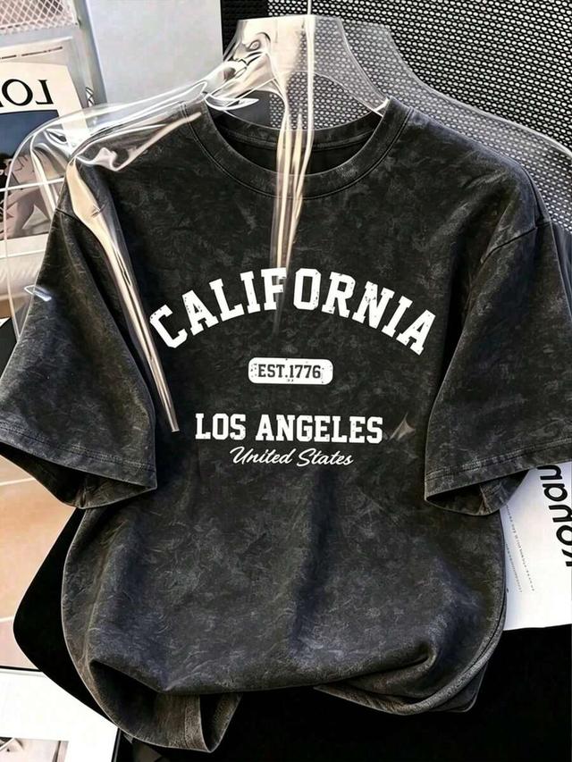 acid wash black california graphic cotton t-shirt