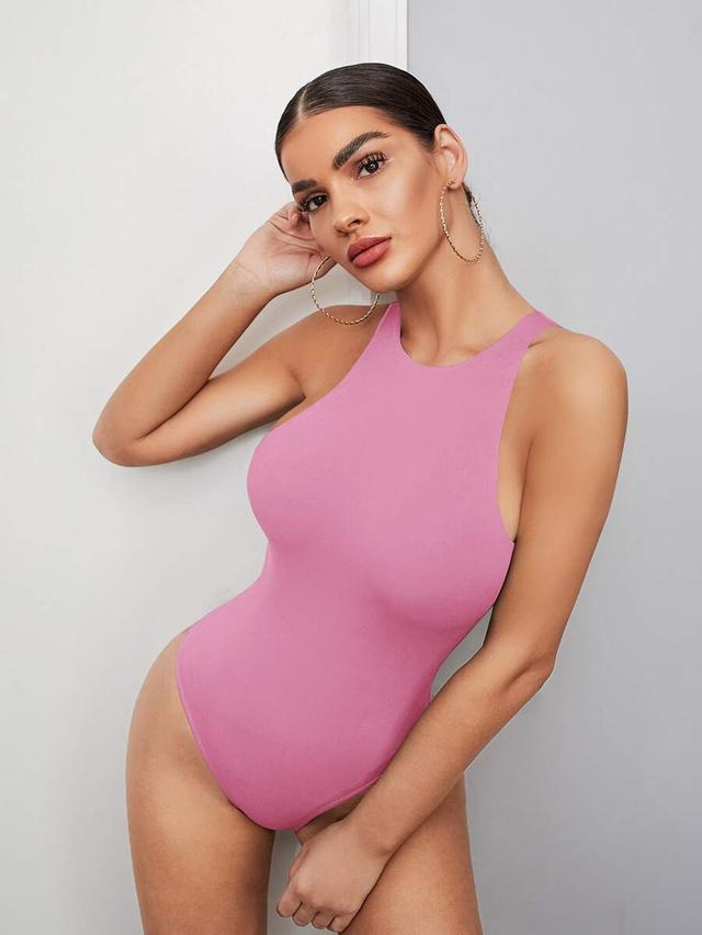 solid pink tank bodysuit
