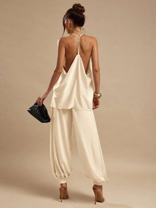 satin elegant lantern trousers in ginger yellow
