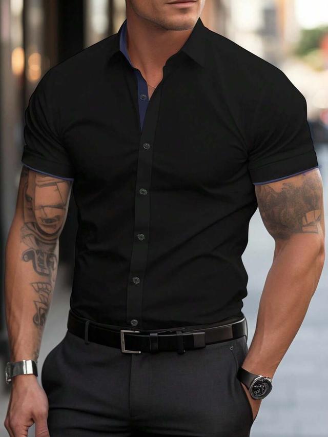 minimalist black short sleeve button down shirt