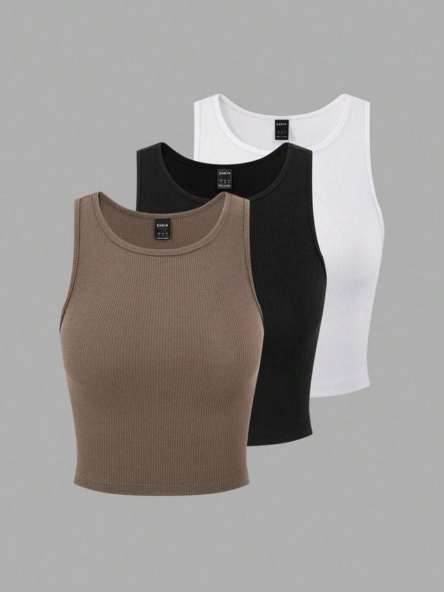 black ribbed cotton crop tank top