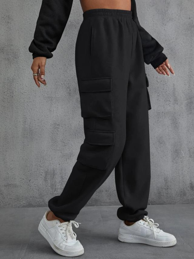 inawly flap pocket side solid sweatpants