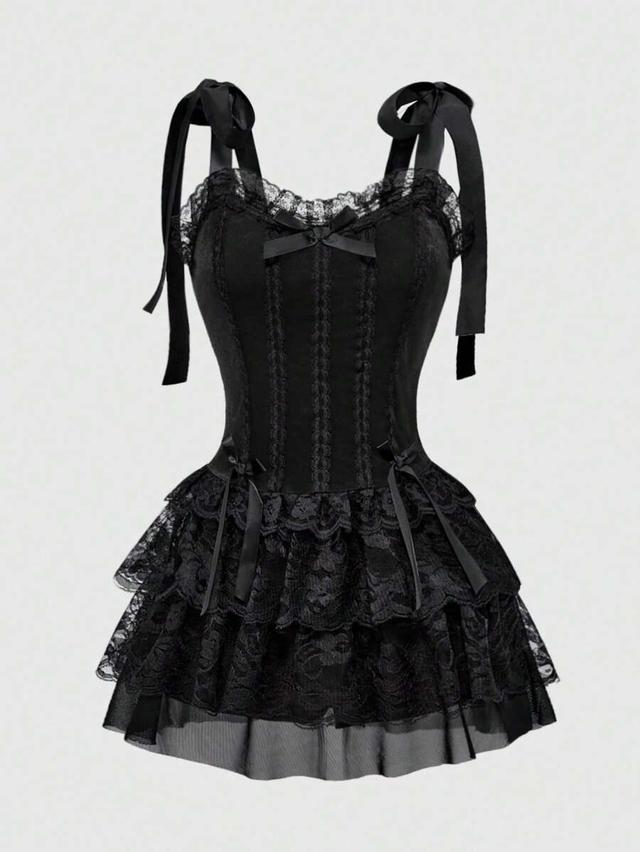 gothic vintage lace trim velvet corset midi dress