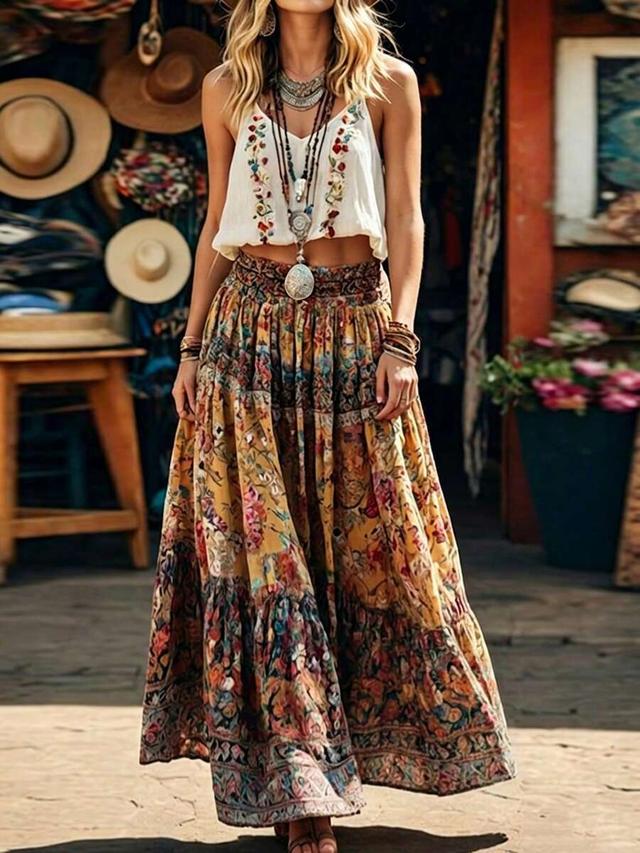 white emery rose women's casual floral print a-line skirt