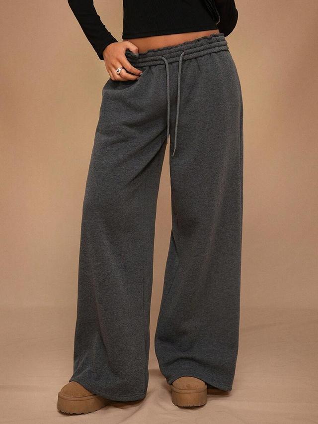 charcoal grey thermal lined wide leg sweatpants