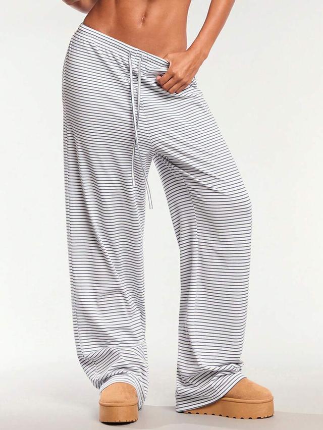 striped casual wide leg lounge pants