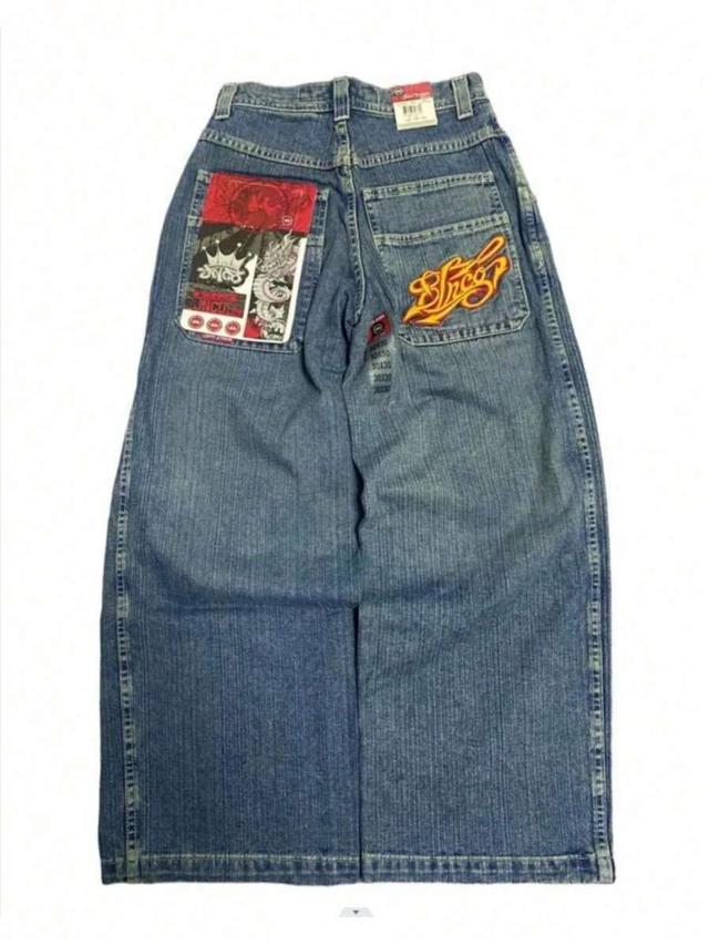 men's wide-leg street style casual denim jeans