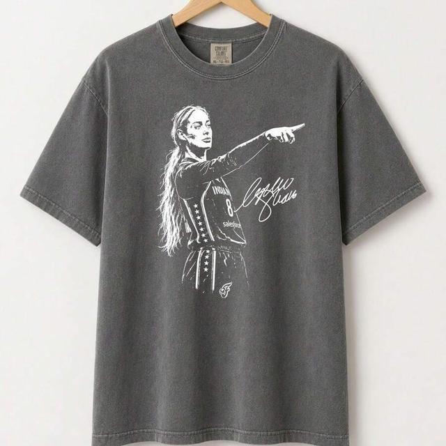 charcoal cotton graphic basketball t-shirt