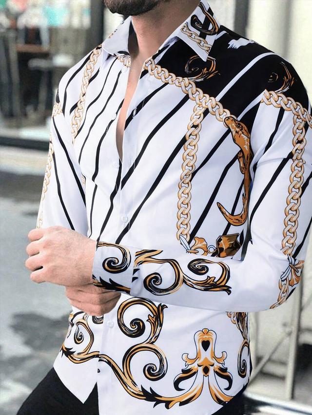 manfinity aftrdrk men chain printed button up shirt