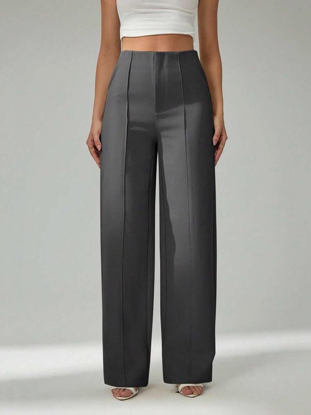 high waisted gray wide leg dress pants