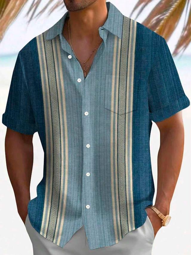 vintage geometric bowling colorblock print short sleeve shirt