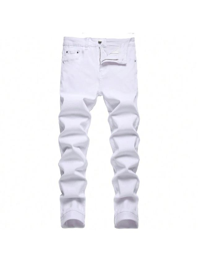 white slim fit stretch denim jeans