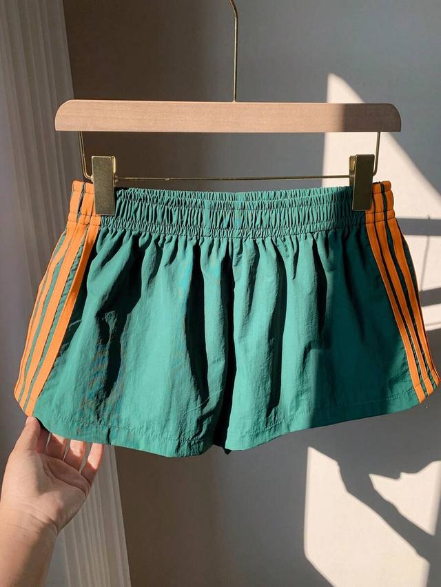 green casual side stripe webbing micro shorts