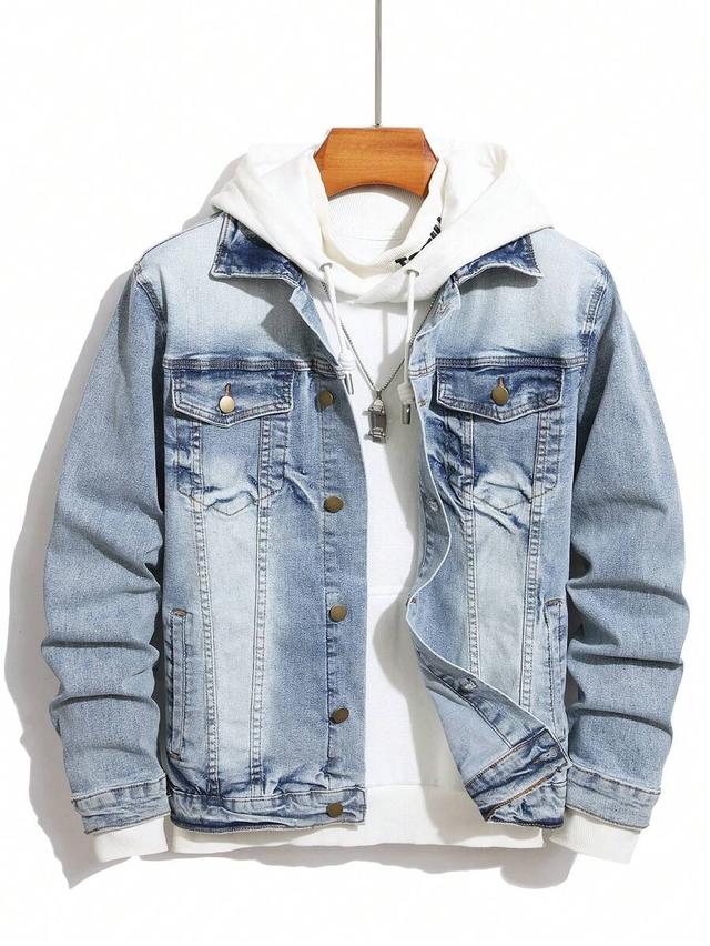 light wash denim single-breasted casual jacket