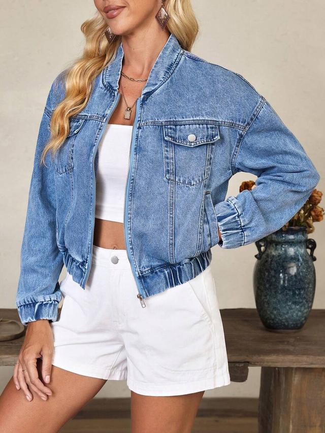 autumn denim zipper short jacket coat