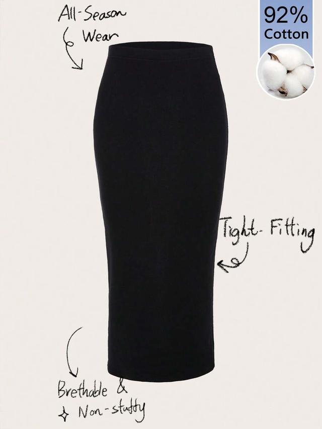 tseoso high waist solid black pencil skirt