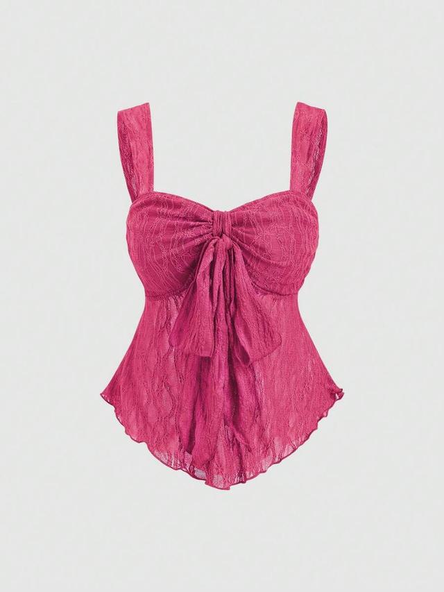sweetra cropped tube top with bowknot and textured print