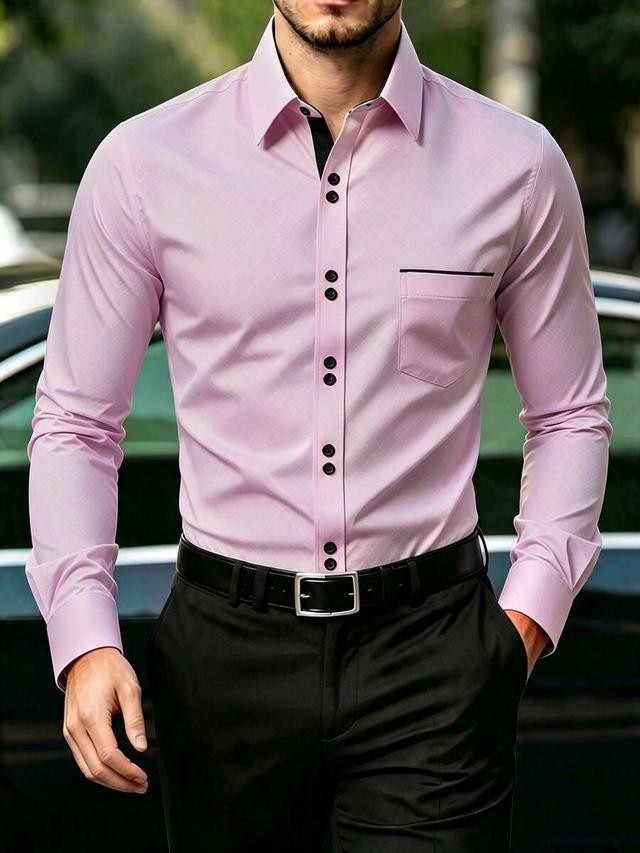 light pink textured long sleeve formal shirt