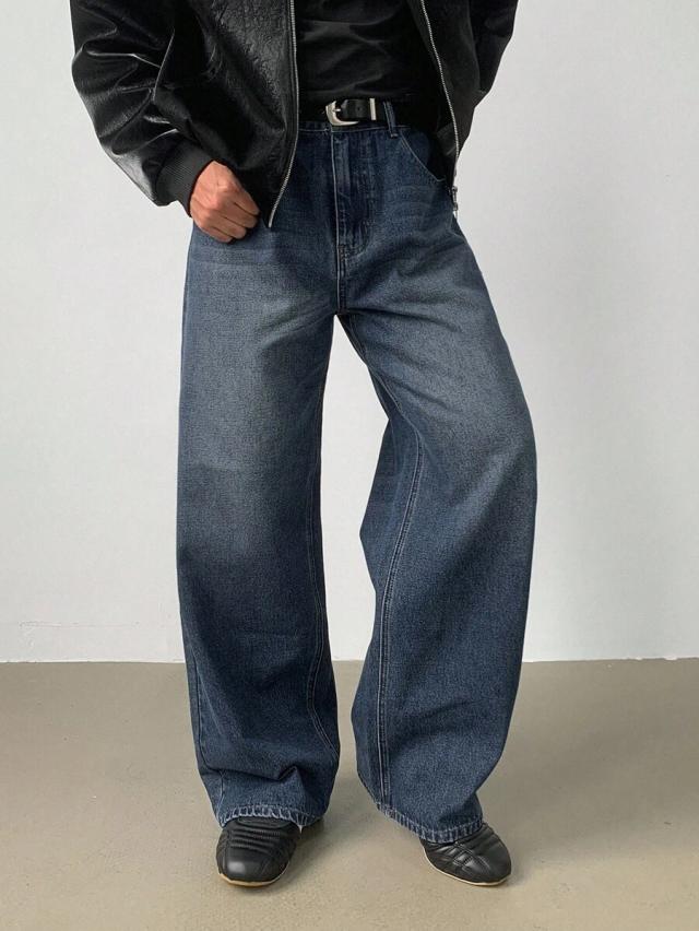 dazy men's distressed washed dark blue denim jeans