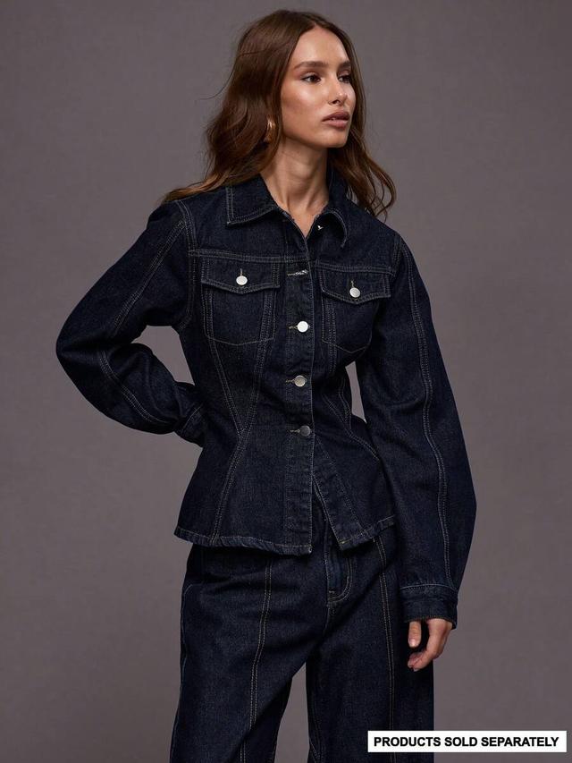 dark wash denim corset style fitted jacket