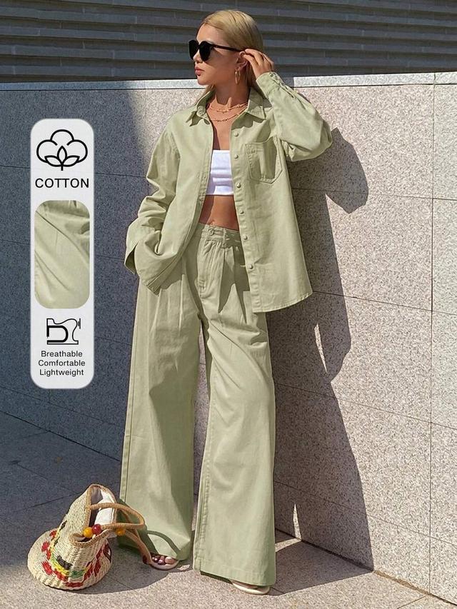 sage green cotton twill relaxed coord set