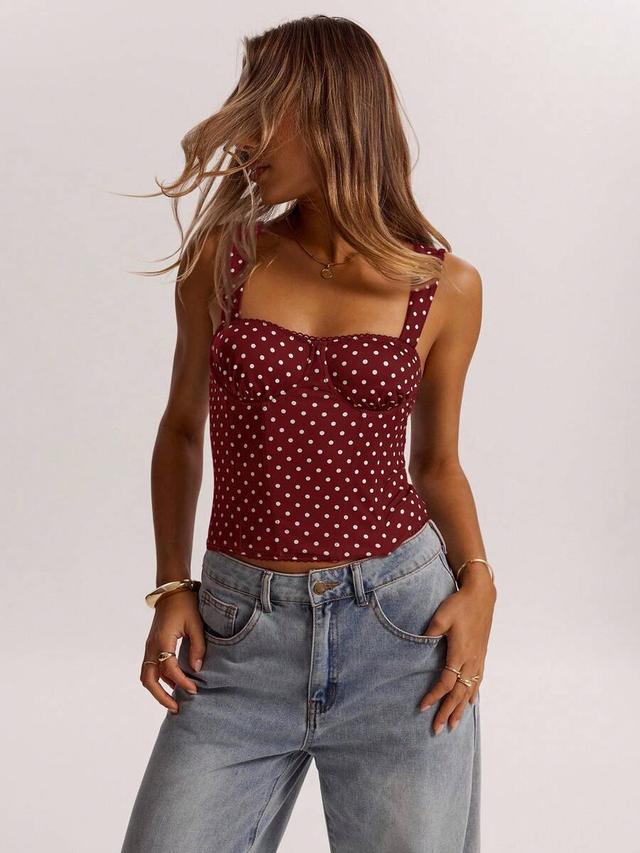 red white polka dot corset top