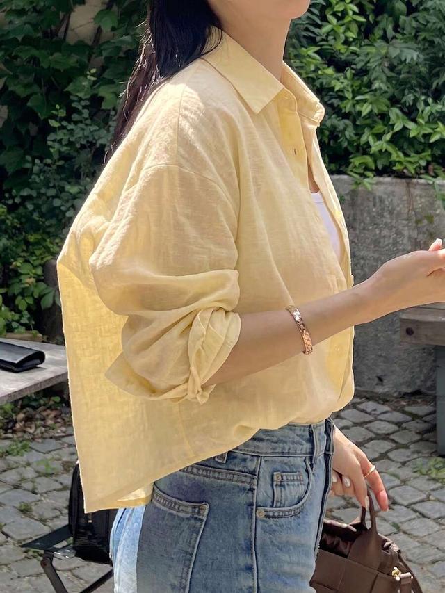 dazy women's solid color loose fit turn collar shirt