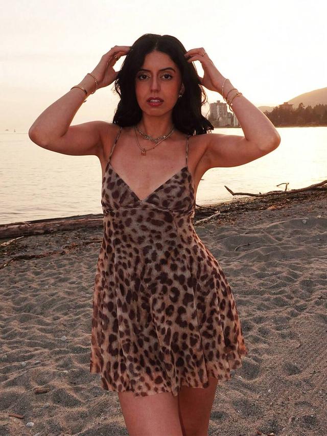 leopard print mini slip dress
