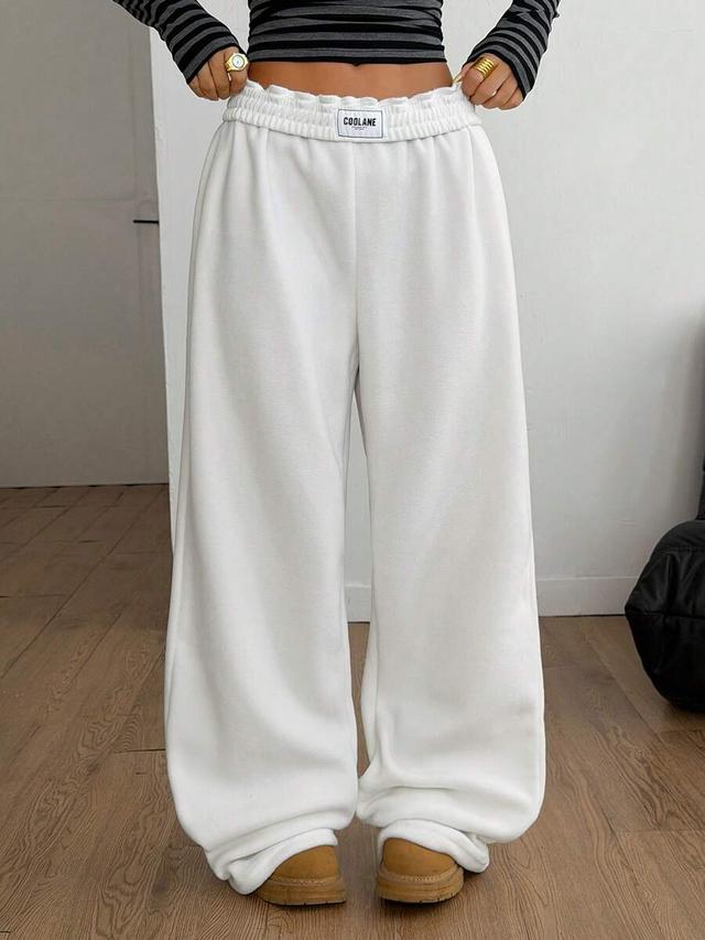 white polar fleece straight leg loungewear pants