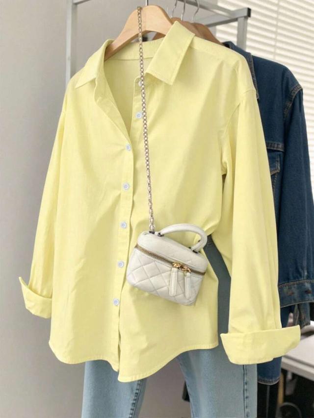 nostanoir women's casual versatile solid color loose long sleeve blouse