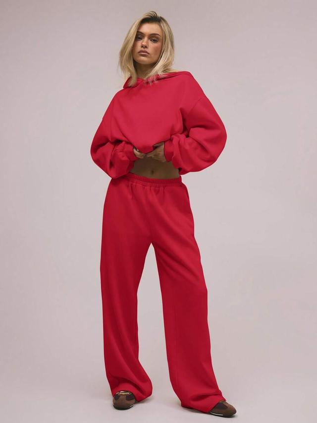 musera oversized red fleece sweatpants