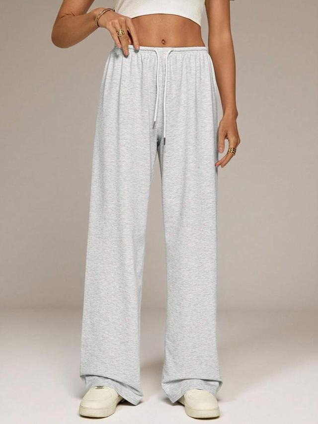 gray drawstring waist straight leg lounge sweatpants