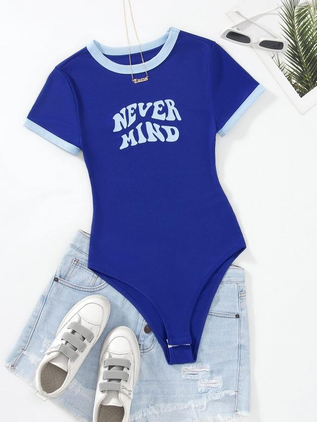 gloweve slogan graphic contrast trim bodysuit