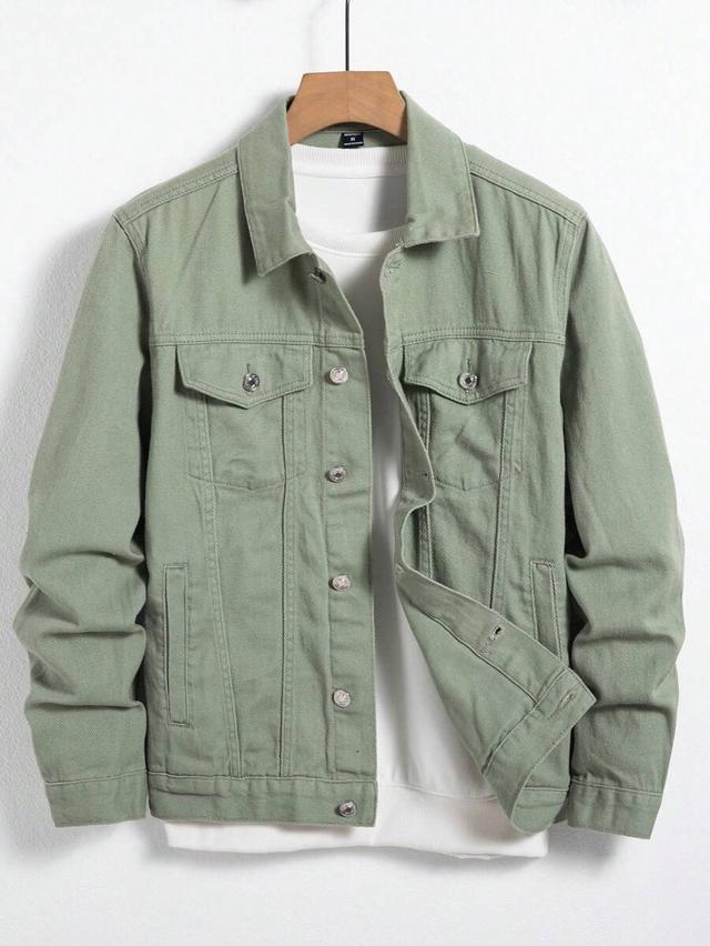 men's sage green cotton denim jacket