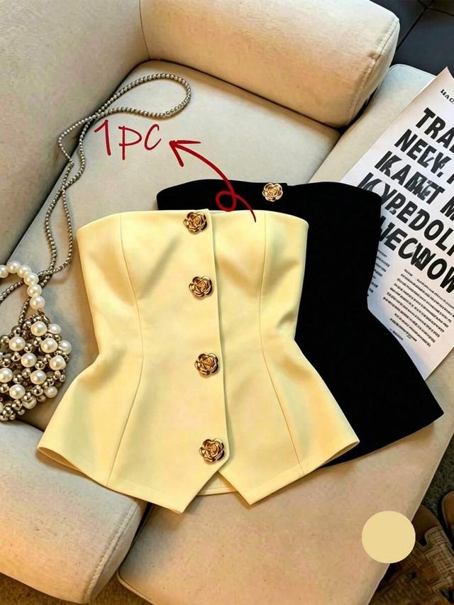 black single-breasted casual tube top