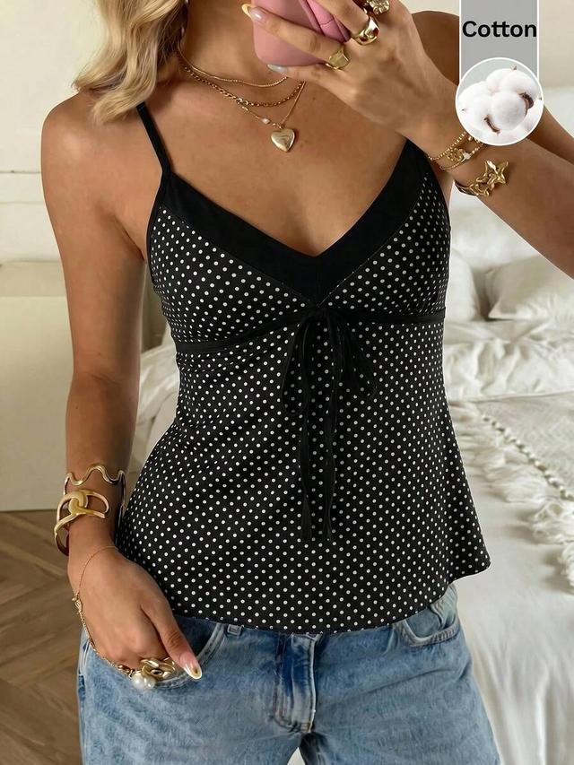 polka dot cotton tie strap camisole