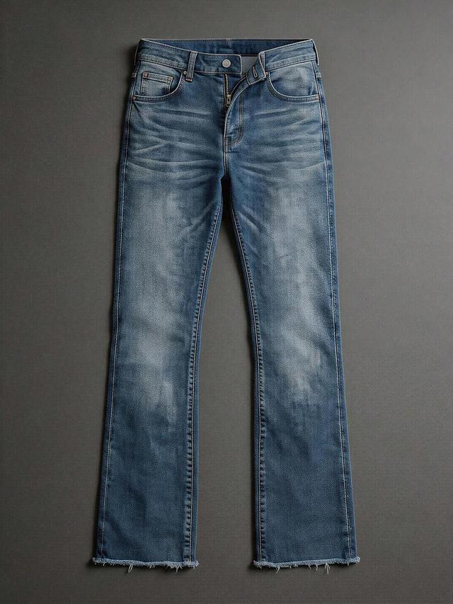 frayed raw hem bootcut jeans in retro blue wash