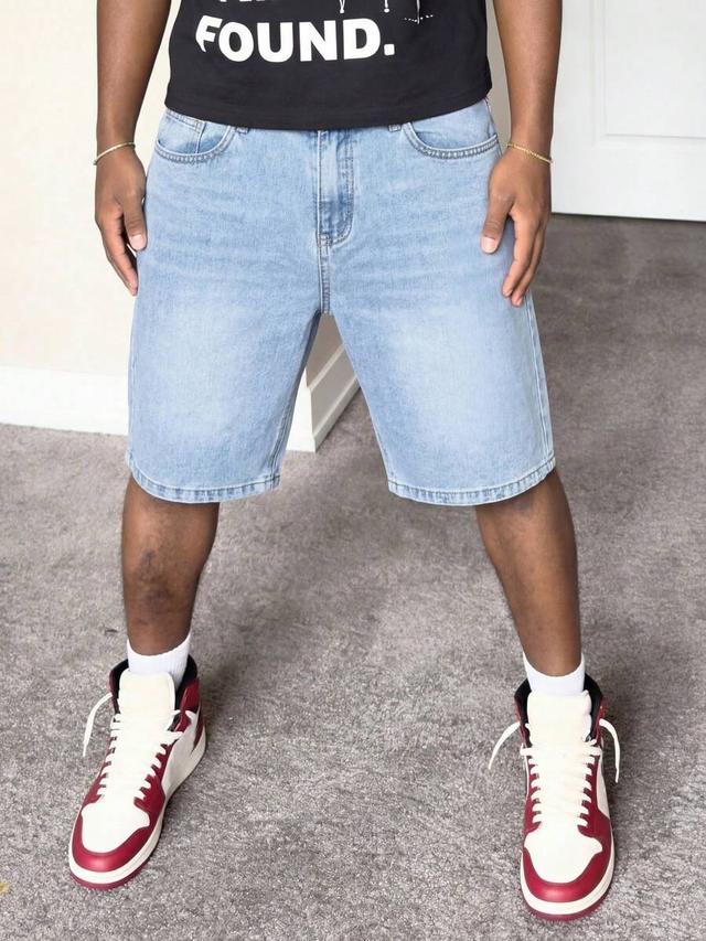 men's light wash distressed denim shorts
