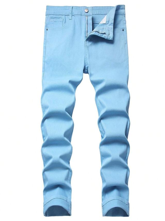men's light blue straight-leg classic denim jeans