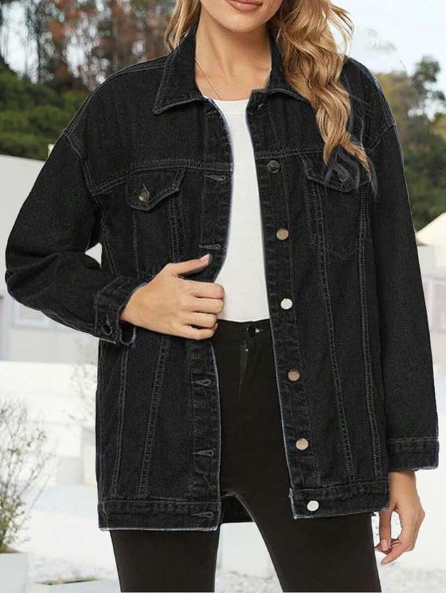 oversized black denim trucker jacket