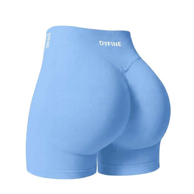 light blue seamless elastic butt lifting gym shorts