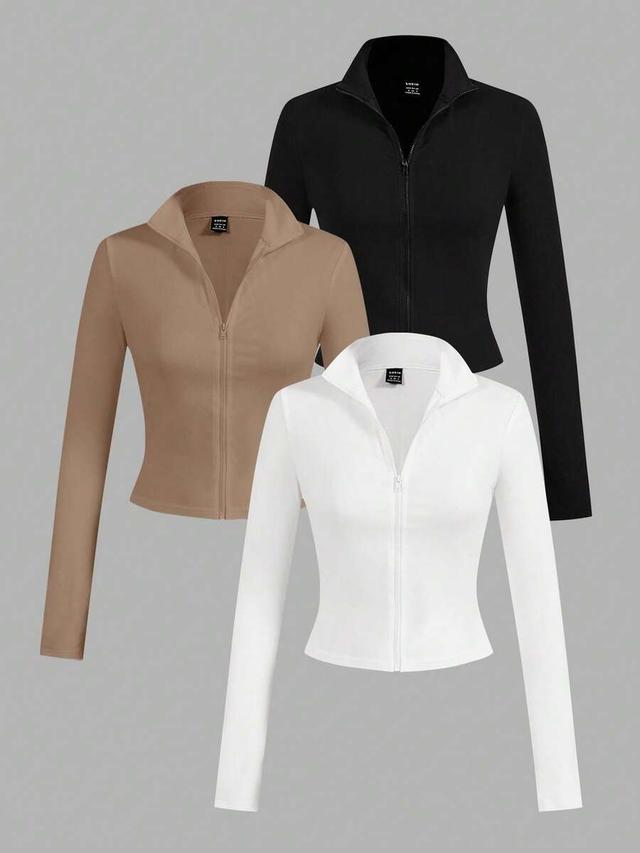 black minimalist knit zip-up long sleeve crop jacket