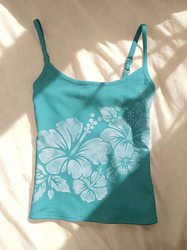women's floral print short camisole tank top