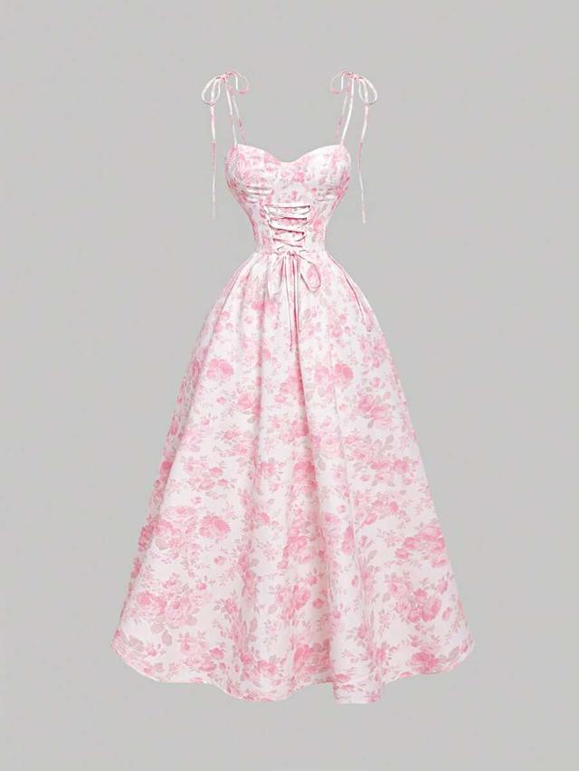 floral print cottagecore corset midi dress