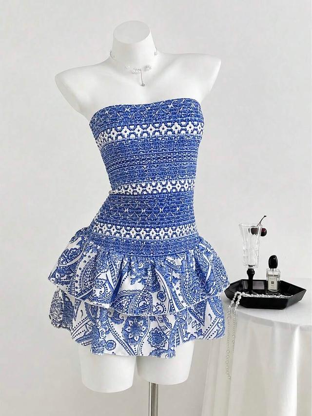elamini vacation casual print bandeau dress
