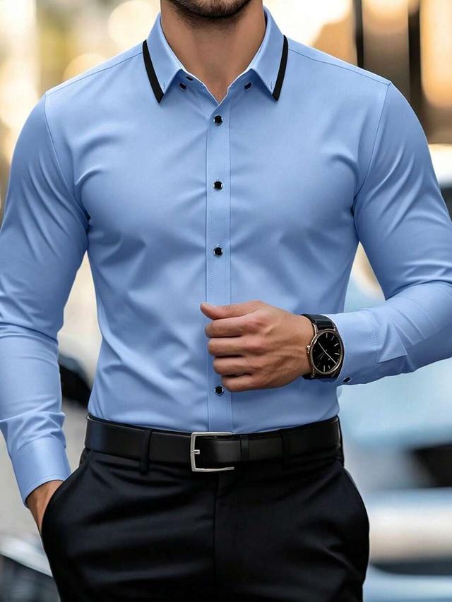 light blue long sleeve button down formal shirt