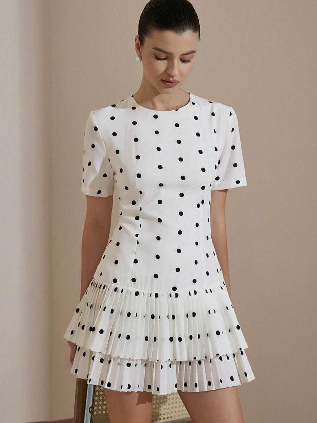 belrosie black and white polka dot ruffle hem dress