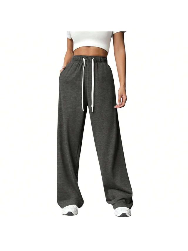 high waisted wide leg drawstring lounge sweatpants